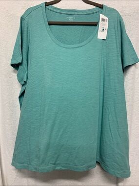 Eileen Fisher NEW full Figure Aqua Scoop Neck Short Sleeve Tee Size 3X NEW Comfy